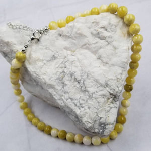 Yellow Jasper Natural Stone Mala Bead Gemstone Necklace